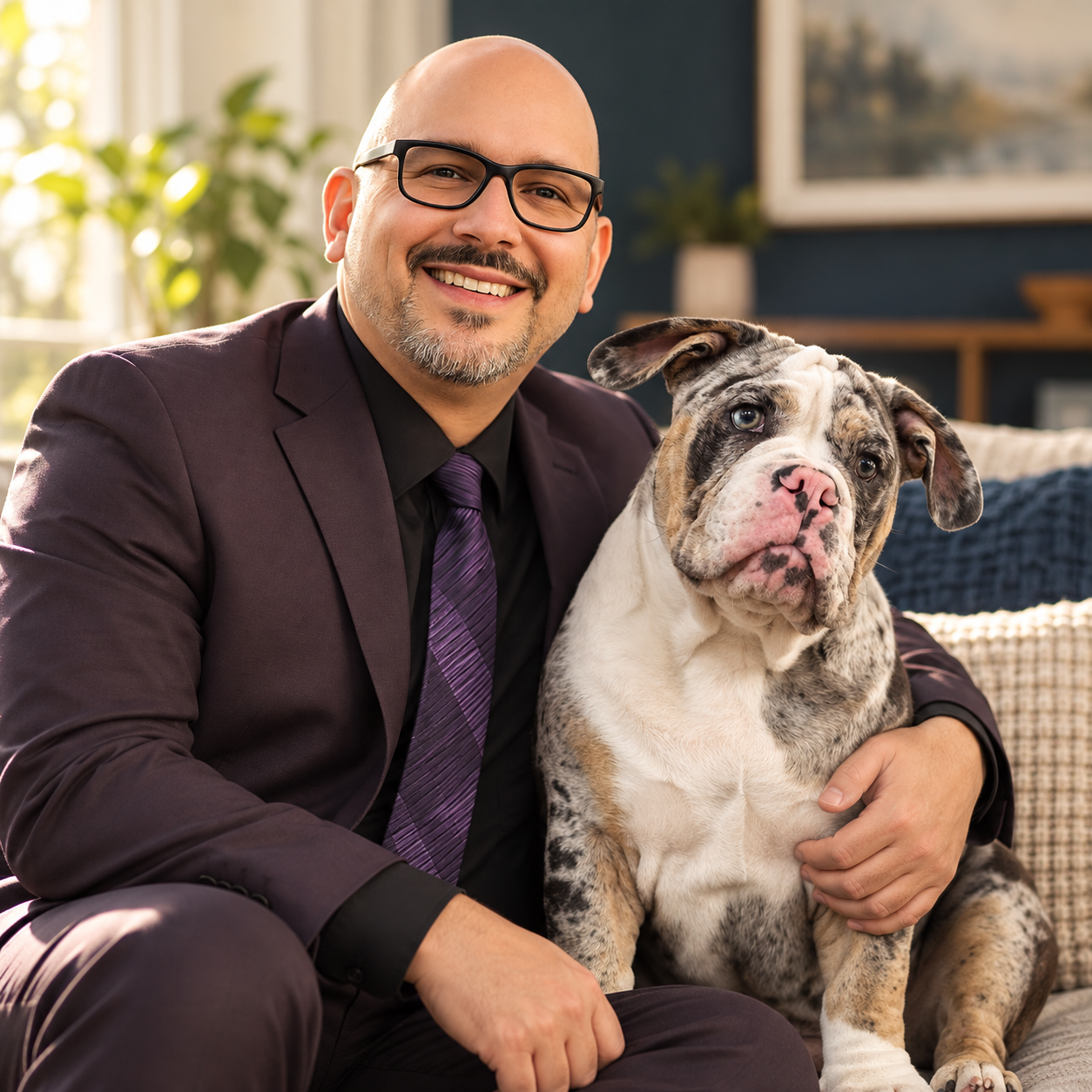 Michael Azcona with his dog Rocco